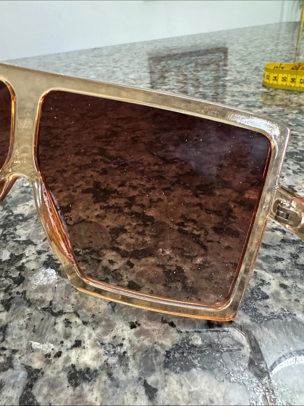 Oversized Square Gradient Sunglasses - Amber Frame, Brown Lenses